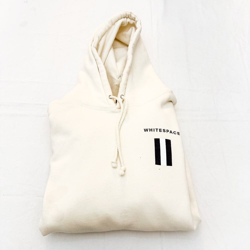 Whitespace White Striped Hooded Sweater Off White Cream Size XL